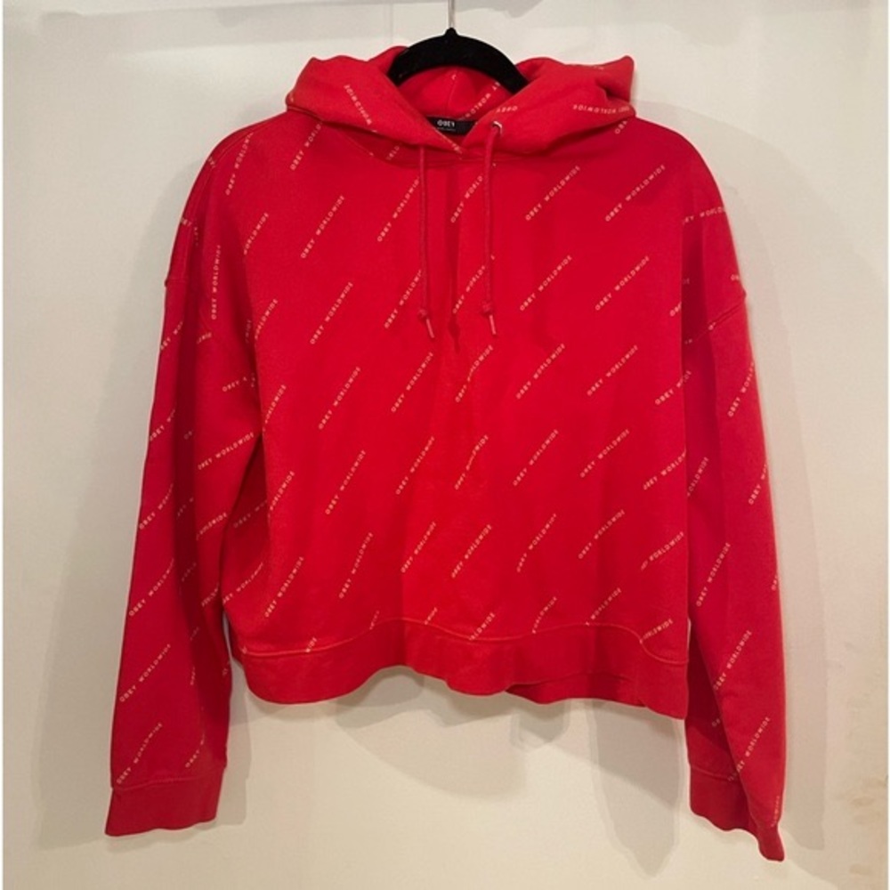 red obey worldwide hoodie